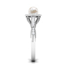 2.25 CT Freshwater Pearl and Diamond Engagement Ring AAA - Rosec Jewels