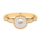 2.25 CT Freshwater Pearl and Diamond Engagement Ring AAA - Rosec Jewels