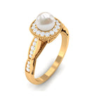 2.25 CT Freshwater Pearl and Diamond Engagement Ring AAA - Rosec Jewels