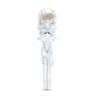 Cultured 2 Carat White Pearl Flower Engagement Ring with Diamonds AAA - Rosec Jewels