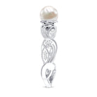 2 Carat Freshwater Pearl Vintage Looking Engagement Ring with Diamond AAA - Rosec Jewels