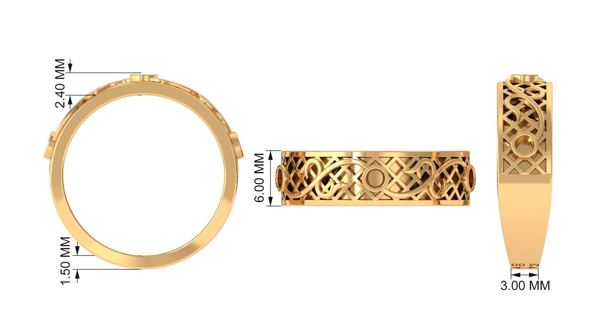 Bezel Set Round Diamond Filigree Ring Natural - ( HI-SI ) - Rosec Jewels