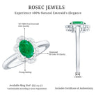 Natural 5X7mm Oval Emerald Engagement Ring with Diamond AAA - Rosec Jewels