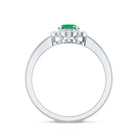 Natural 5X7mm Oval Emerald Engagement Ring with Diamond AAA - Rosec Jewels