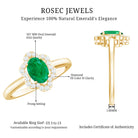 Natural 5X7mm Oval Emerald Engagement Ring with Diamond AAA - Rosec Jewels