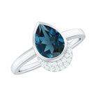 Genuine London Blue Topaz Diamond Engagement Ring in Bezel Setting AAA - Rosec Jewels