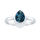 Genuine London Blue Topaz Diamond Engagement Ring in Bezel Setting AAA - Rosec Jewels