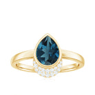 Genuine London Blue Topaz Diamond Engagement Ring in Bezel Setting AAA - Rosec Jewels
