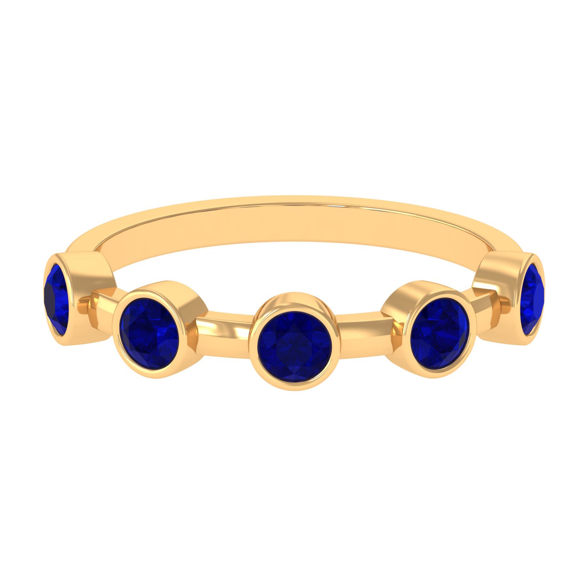 Rosec Jewels-Real Bezel Set Blue Sapphire Half Eternity Ring for Women