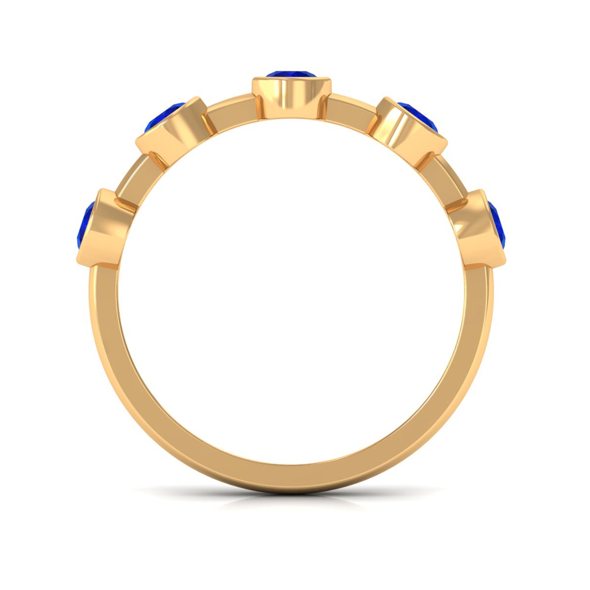 Rosec Jewels-Real Bezel Set Blue Sapphire Half Eternity Ring for Women