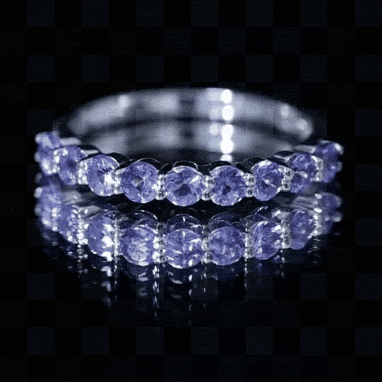 Rosec Jewels-Natural Tanzanite Half Eternity Ring with Certificate