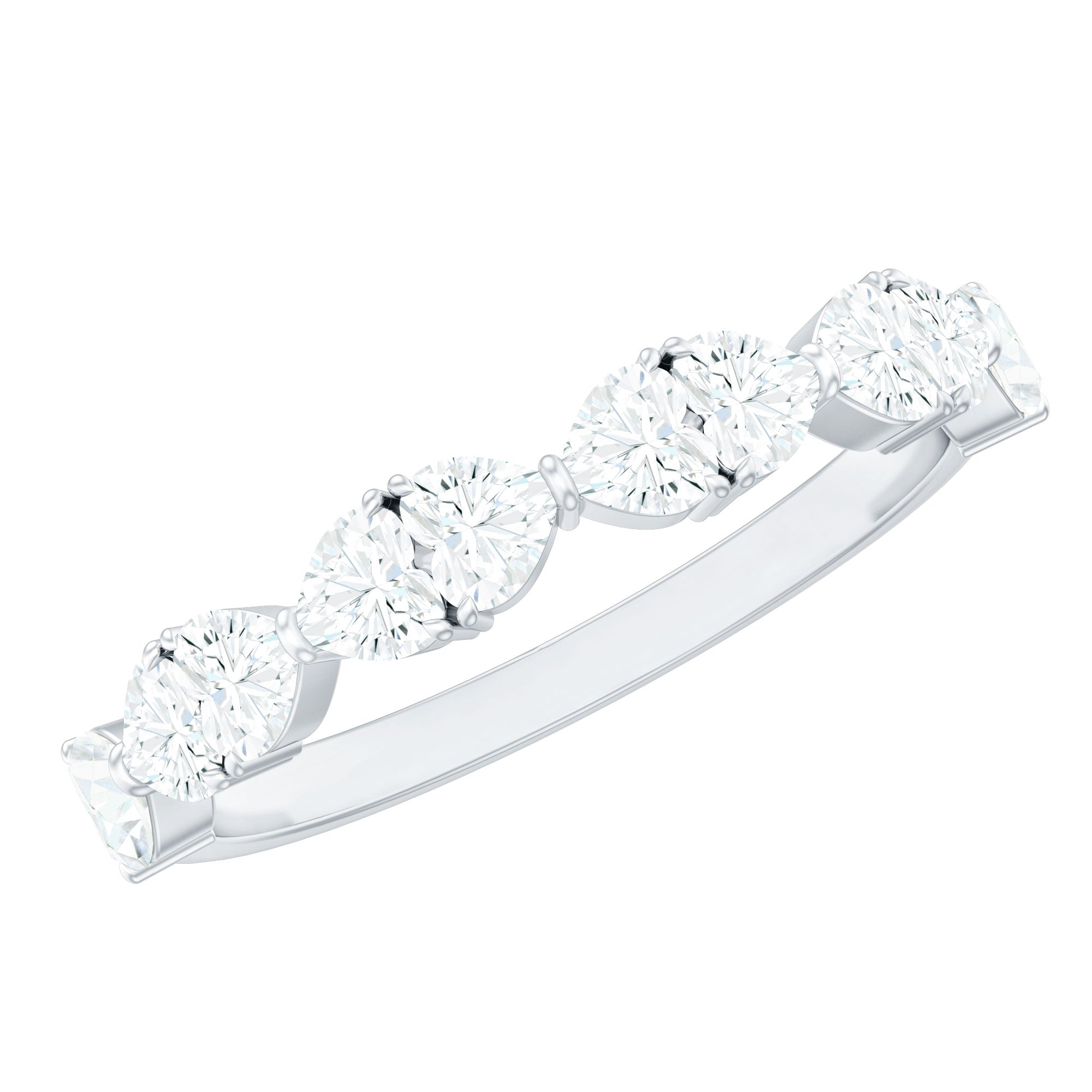 Rosec Jewels-Heart Shaped Moissanite Wedding Band for Women