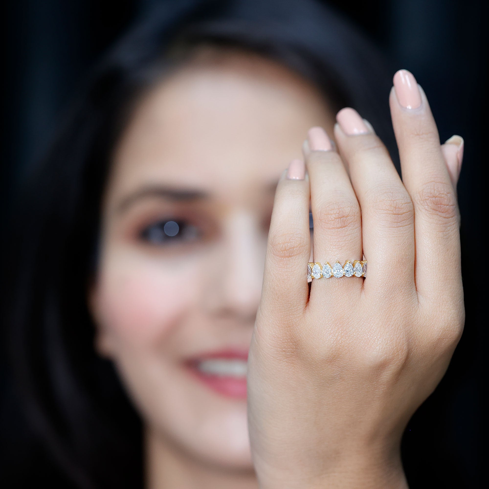 Rosec Jewels-Lab Grown Diamond Teardrop Wedding Band