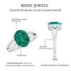 Certified 8X10 mm Oval Lab Grown Emerald Split Shank Engagement Ring AAAA - Rosec Jewels
