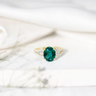Certified 3 Carat Oval Lab Grown Emerald Split Shank Engagement Ring AAAA - Rosec Jewels