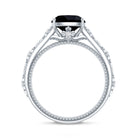 Genuine 2 Carat Black Spinel Vintage Engagement Ring with Diamond AAA - Rosec Jewels