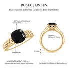 Genuine 2 Carat Black Spinel Vintage Engagement Ring with Diamond AAA - Rosec Jewels