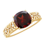 Nature Inspired 3.2 Carat Garnet Cushion Cut Engagement Ring with Diamond AAA - Rosec Jewels