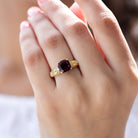 Nature Inspired 3.2 Carat Garnet Cushion Cut Engagement Ring with Diamond AAA - Rosec Jewels