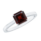 Rosec Jewels-Real 8mm Garnet Asscher Cut Engagement Ring with Certificate
