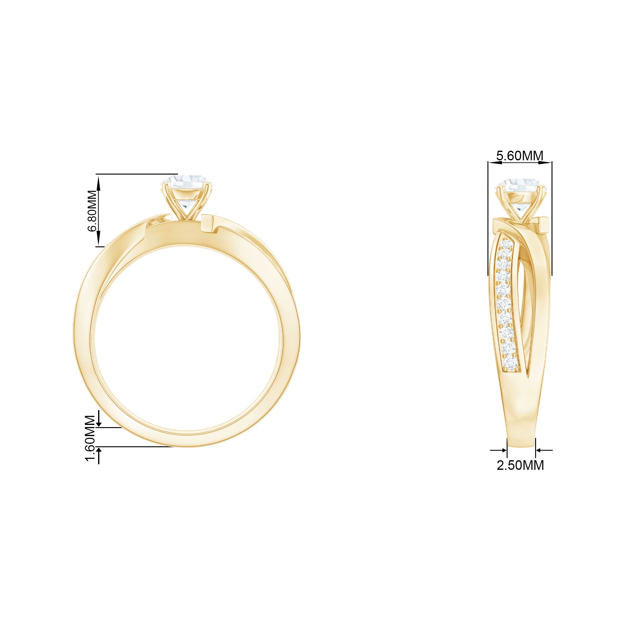 Rosec Jewels-Zircon Solitaire Infinity Engagement Ring with Side Stones