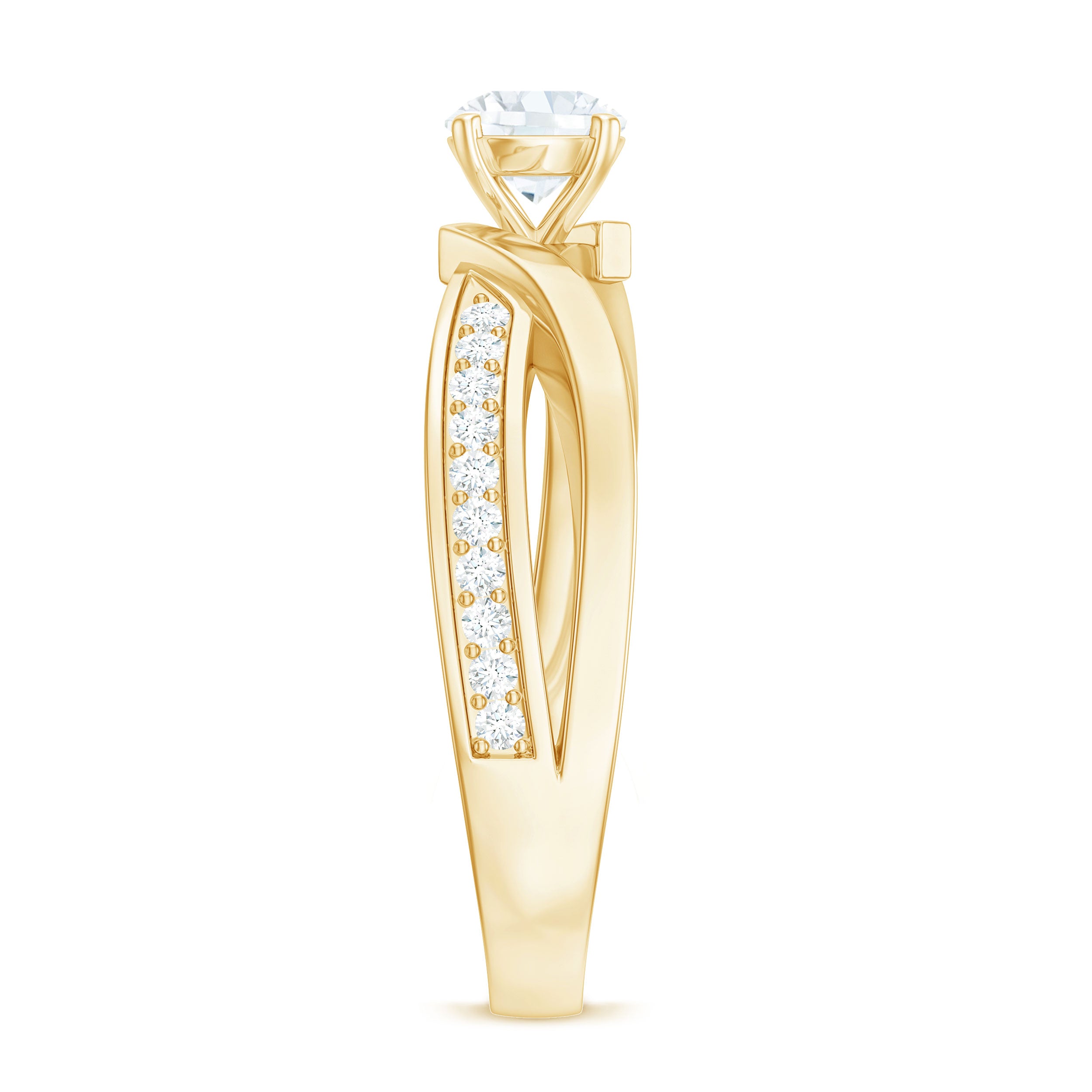 Rosec Jewels-Zircon Solitaire Infinity Engagement Ring with Side Stones