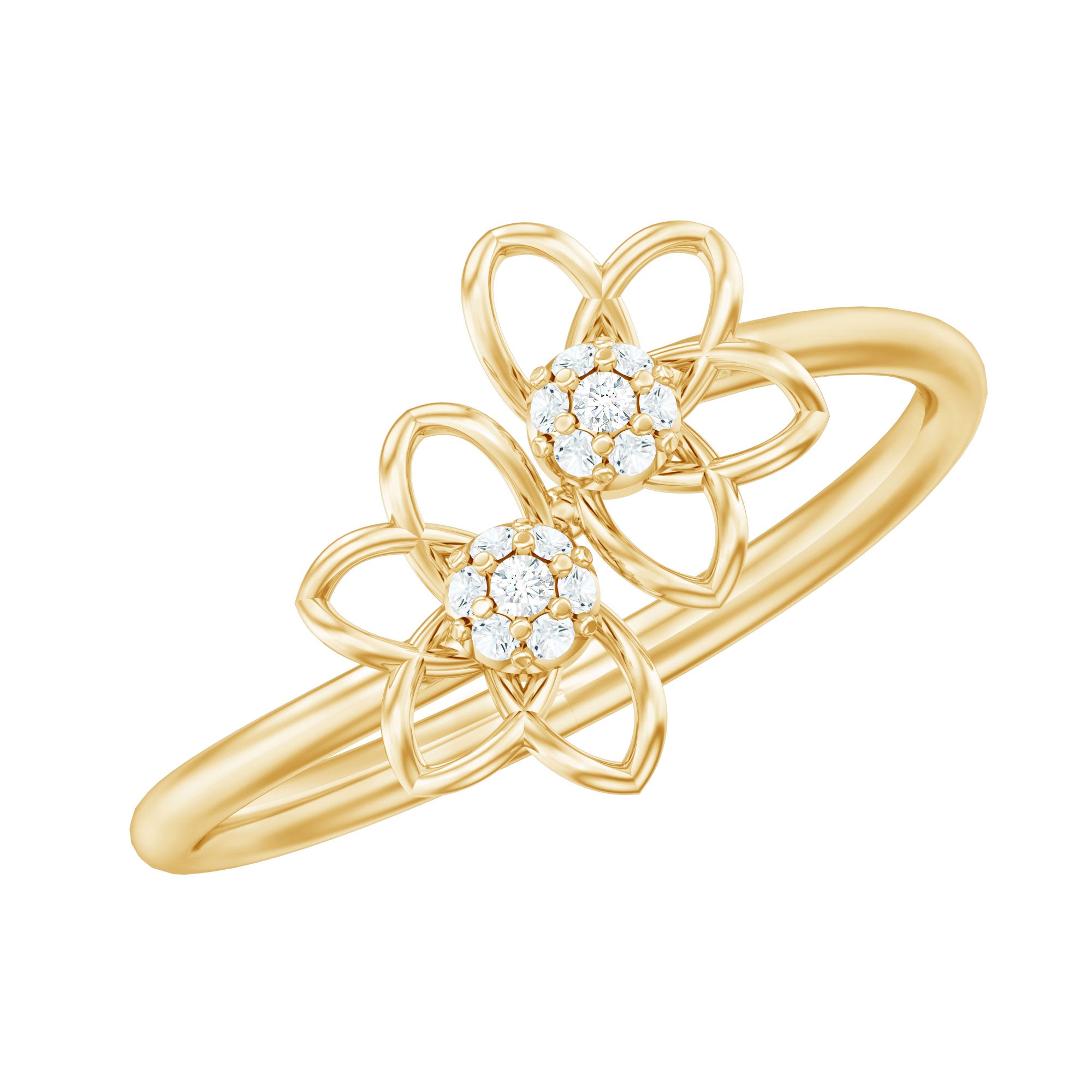 Rosec Jewels-Brilliant Cut Diamond Flower Promise Ring