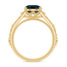 8mm Round London Blue Topaz Vintage Engagement Ring with Certificate AAA - Rosec Jewels