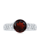 Vintage Looking Garnet Diamond Engagement Ring AAA - Rosec Jewels