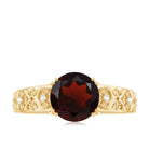 Vintage Looking Garnet Diamond Engagement Ring AAA - Rosec Jewels