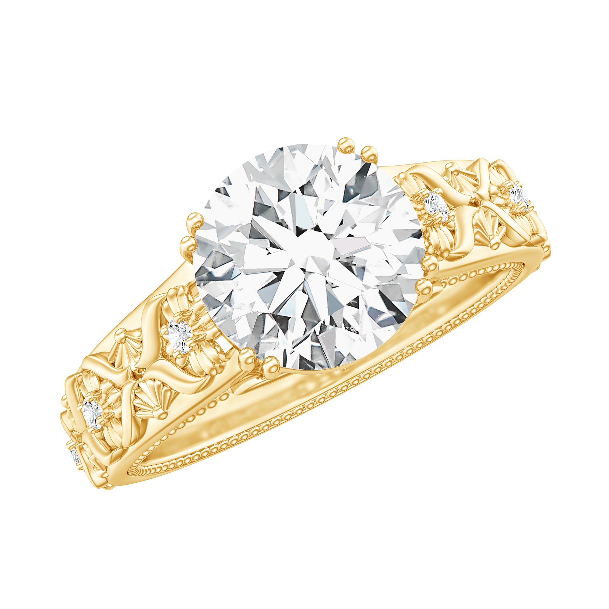2 Carat Moissanite Double Prong Vintage Engagement Ring D-VS1 - Rosec Jewels