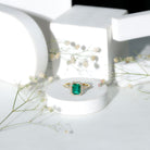 1.6 Carat Emerald Cut Lab Created Emerald Engagement Ring With Moissanite Halo AAAA - Rosec Jewels