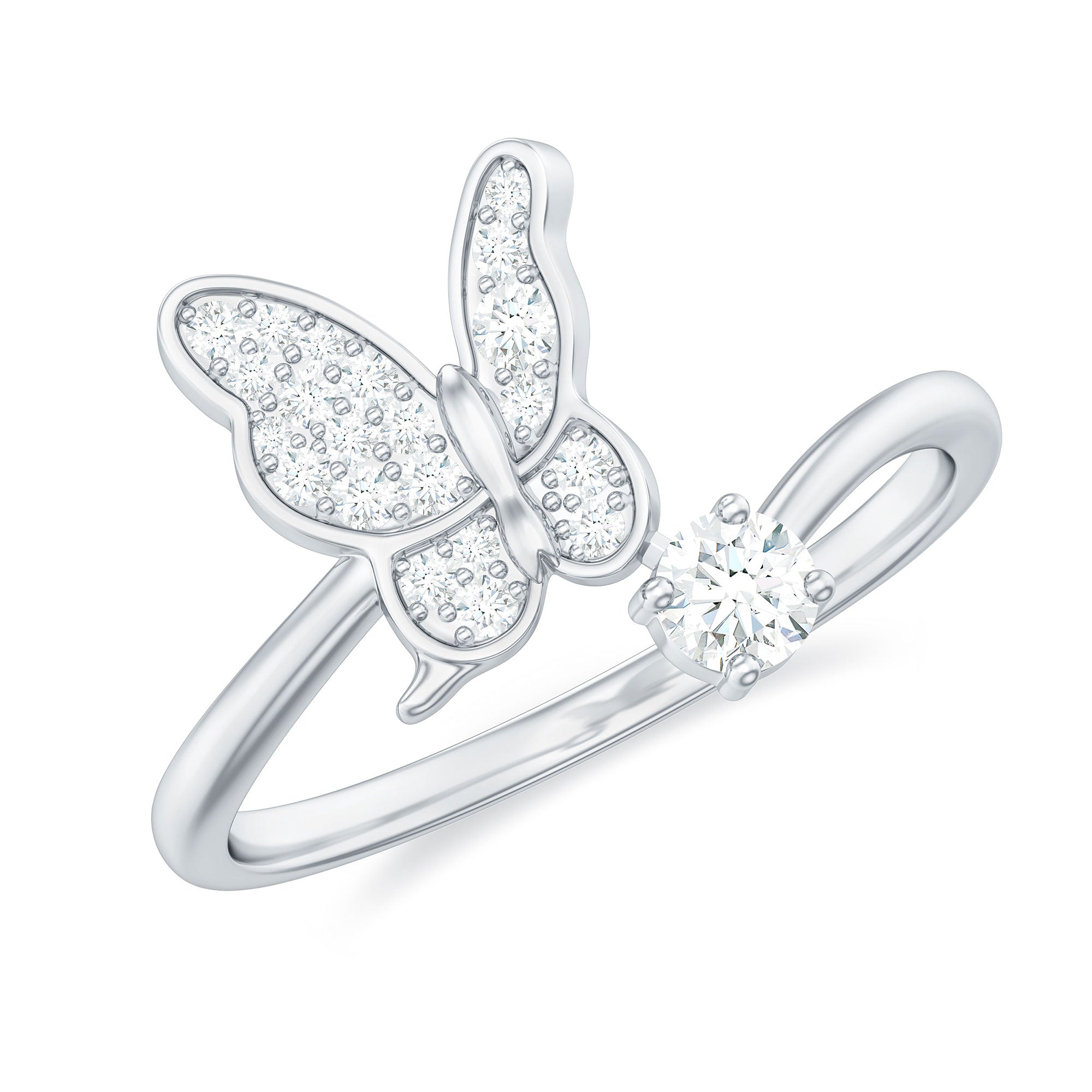 Certified Diamond Butterfly Ring for Women