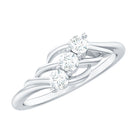 Certified Round Moissanite Three Stone Engagement Ring D-VS1 - Rosec Jewels