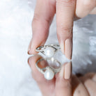 Rosec Jewels-Cultured 7.4 Carat Freshwater Pearl Engagement Ring with Diamond Split Shank