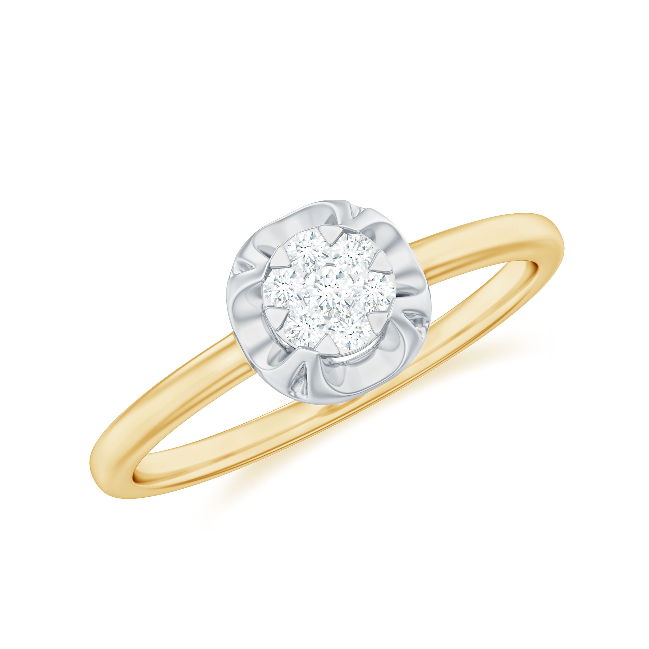Rosec Jewels-Round Shape Diamond Ring in Illusion Setting