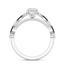 Certified Moissanite Oval Engagement Ring with Real Black Spinel AAA - Rosec Jewels