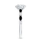 Certified Moissanite Oval Engagement Ring with Real Black Spinel AAA - Rosec Jewels