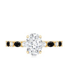 Certified Moissanite Oval Engagement Ring with Real Black Spinel AAA - Rosec Jewels