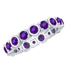 Rosec Jewels-Natural Amethyst Eternity Wedding Band in Gold Plated Silver