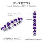 Rosec Jewels-Natural Amethyst Eternity Wedding Band in Gold Plated Silver