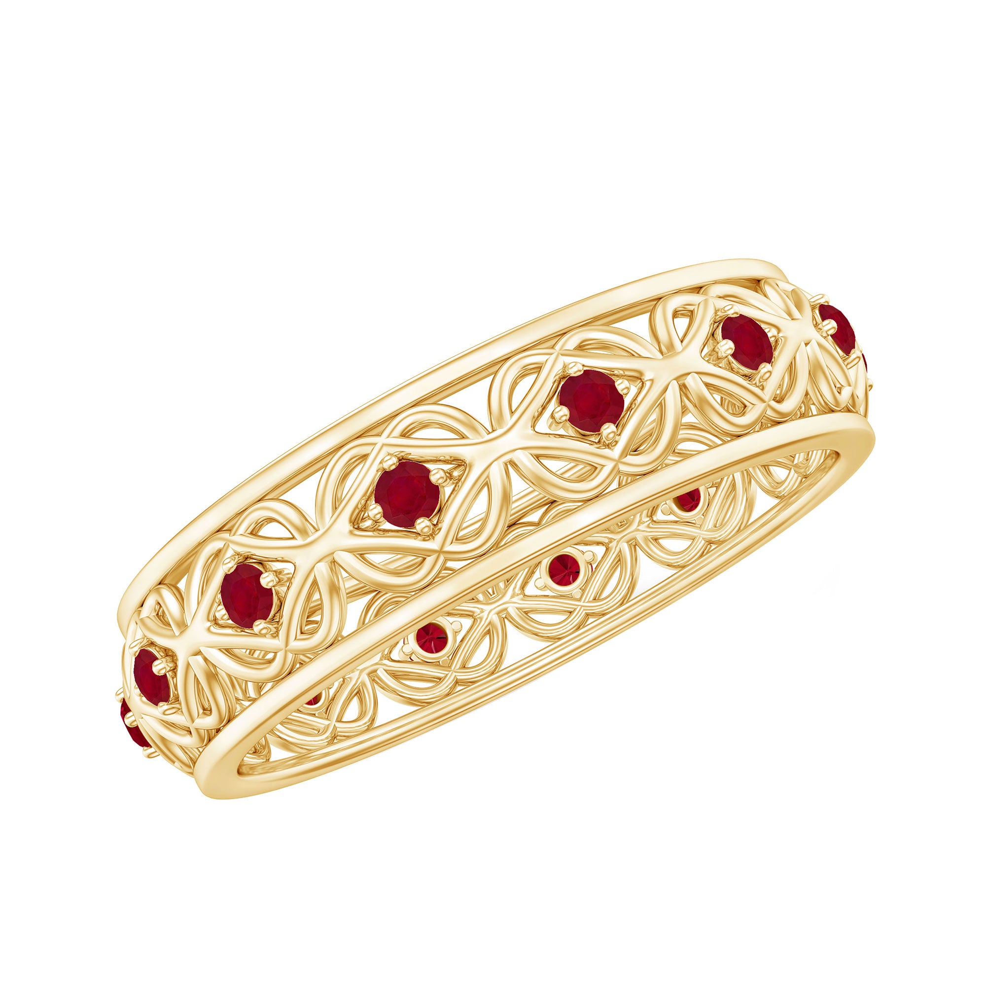Natural Ruby Celtic Knot Wedding Band for Women AAA - Rosec Jewels