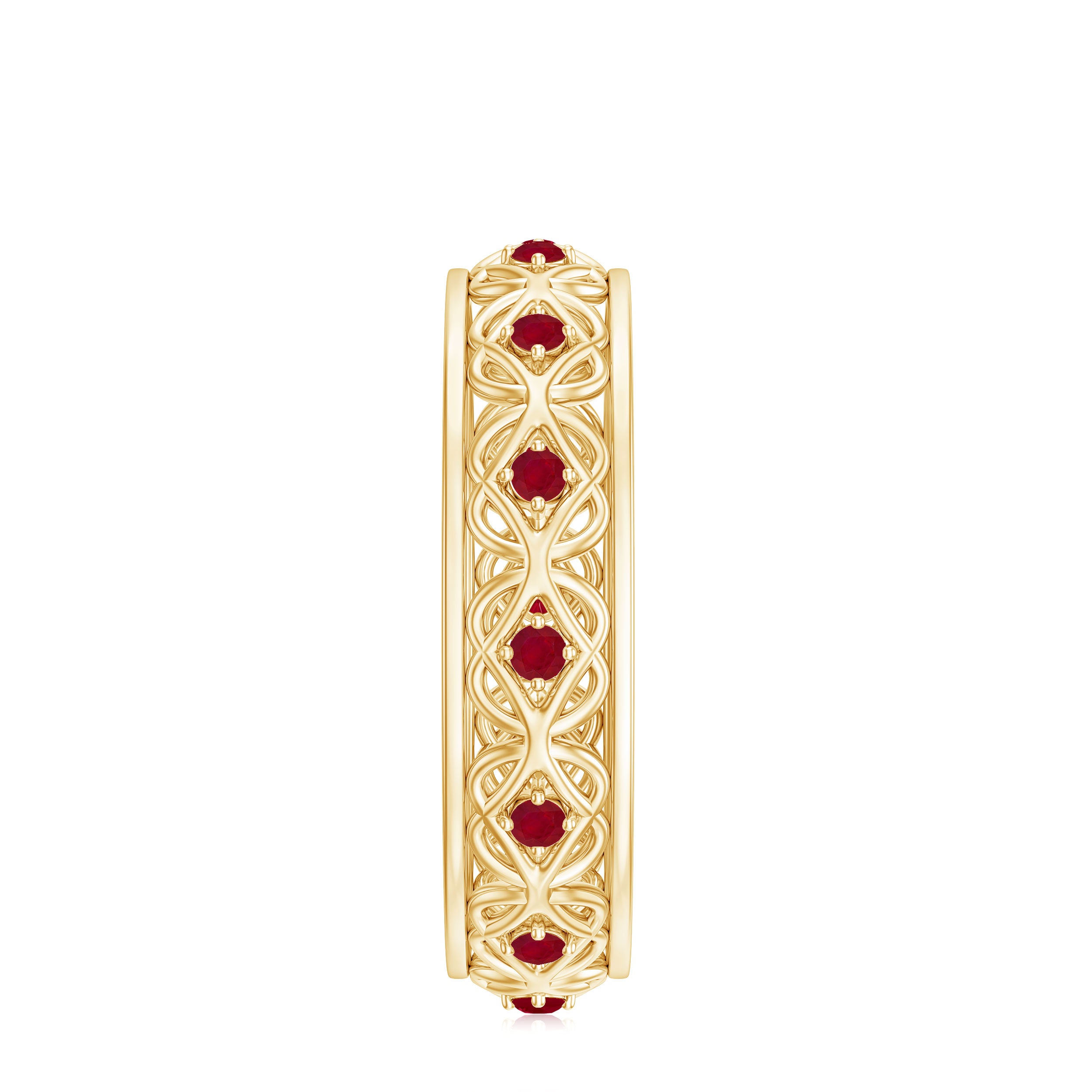 Natural Ruby Celtic Knot Wedding Band for Women AAA - Rosec Jewels