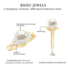 Rosec Jewels-Natural 7.4 Carat Freshwater Pearl Engagement Ring with Diamond Trio