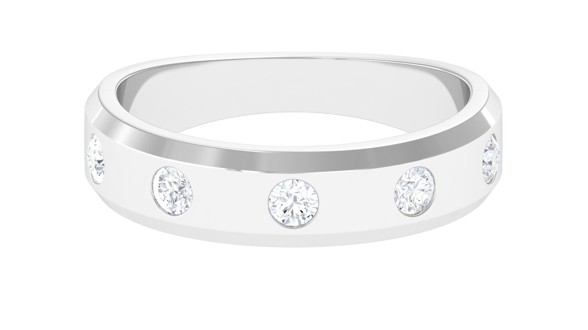 1/4 CT Real Diamond Band Ring in Gypsy Setting