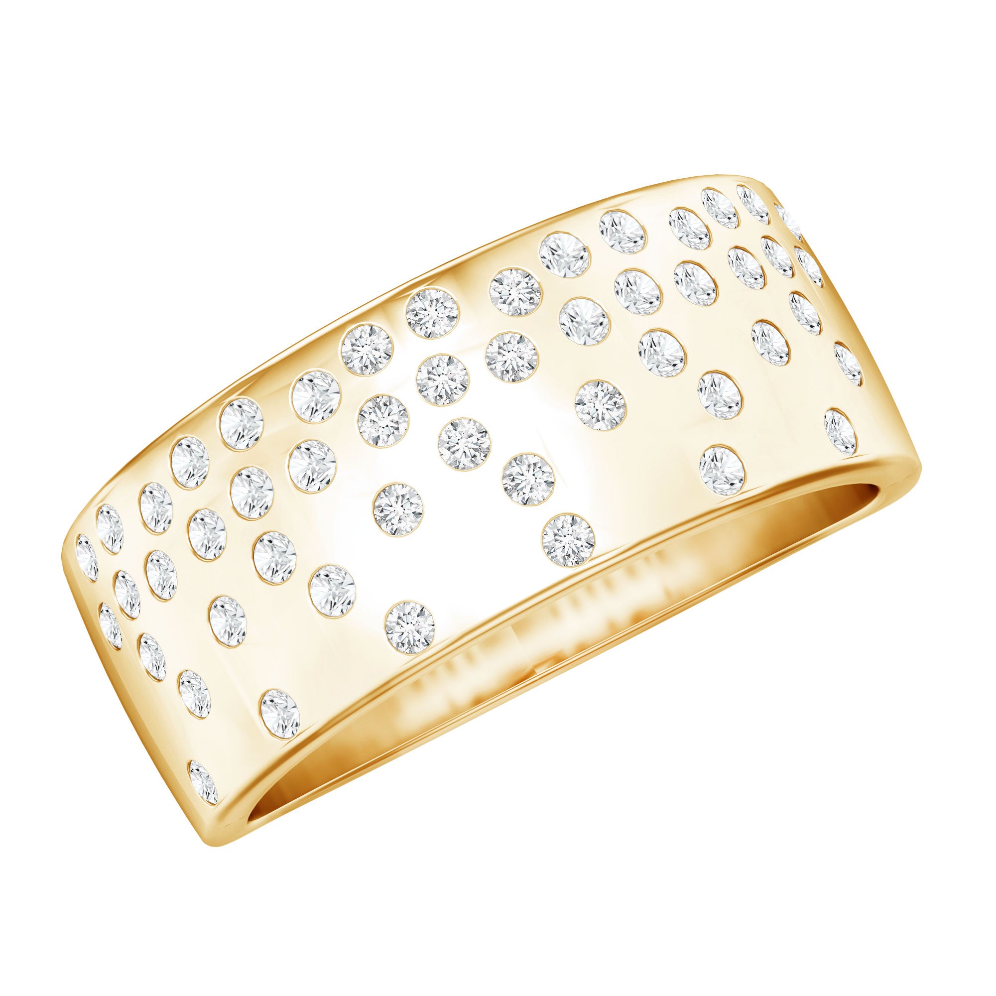 Lab Grown Diamond Wide Wedding Band With Certificate Lab - ( EF-VS ) - Rosec Jewels