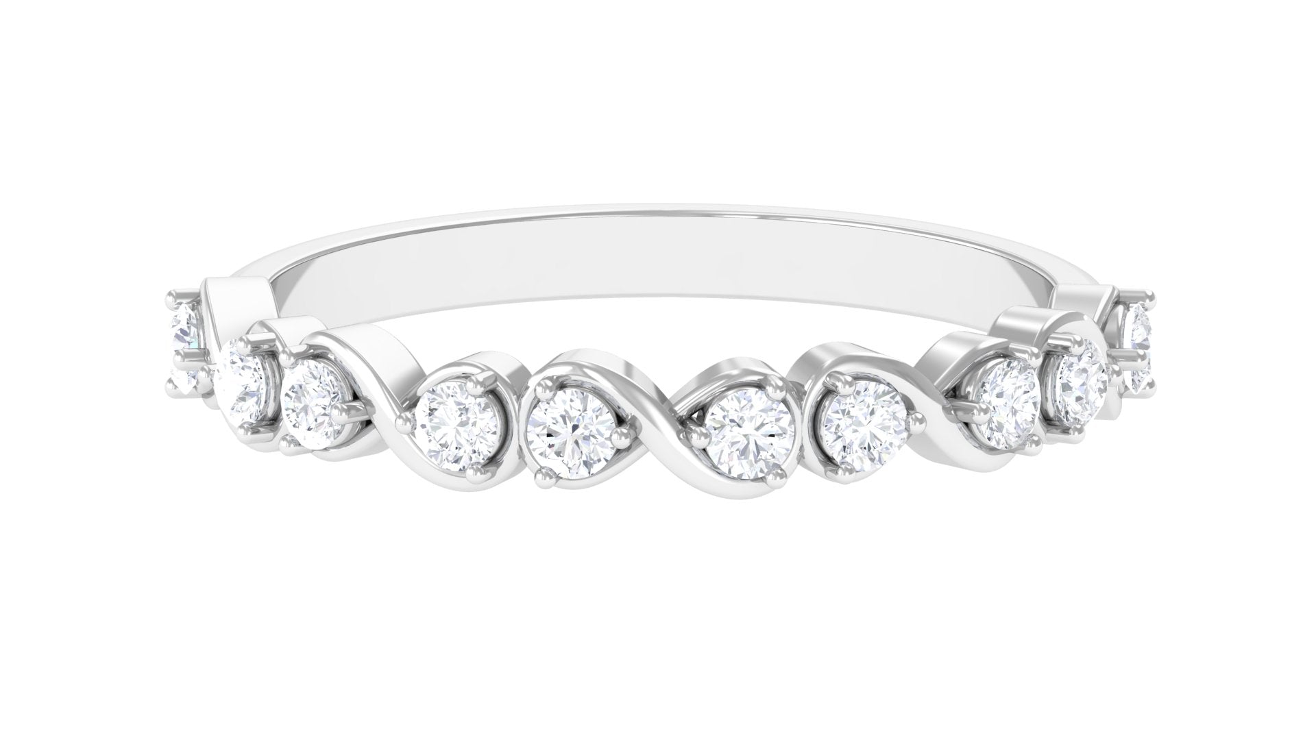 Rosec Jewels-Natural Diamond Half Eternity Infinity Ring for Valentines