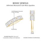 Baguette and Round Moissanite Half Eternity Band Ring D-VS1 - Rosec Jewels
