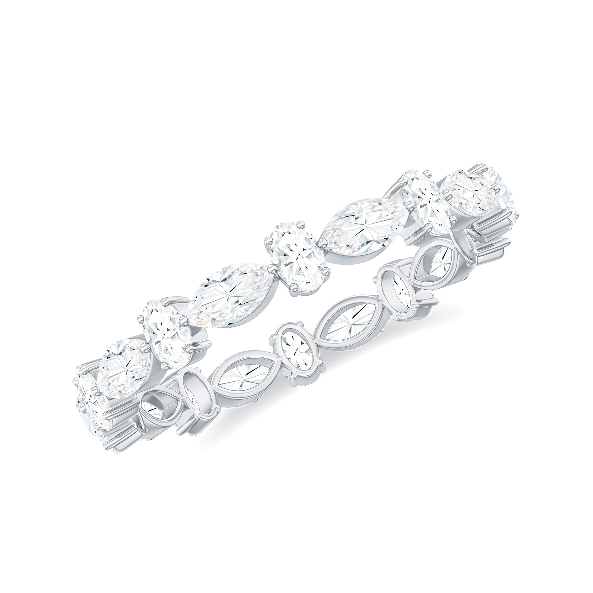 Oval and Marquise Cut Moissanite Stackable Eternity Ring D-VS1 - Rosec Jewels