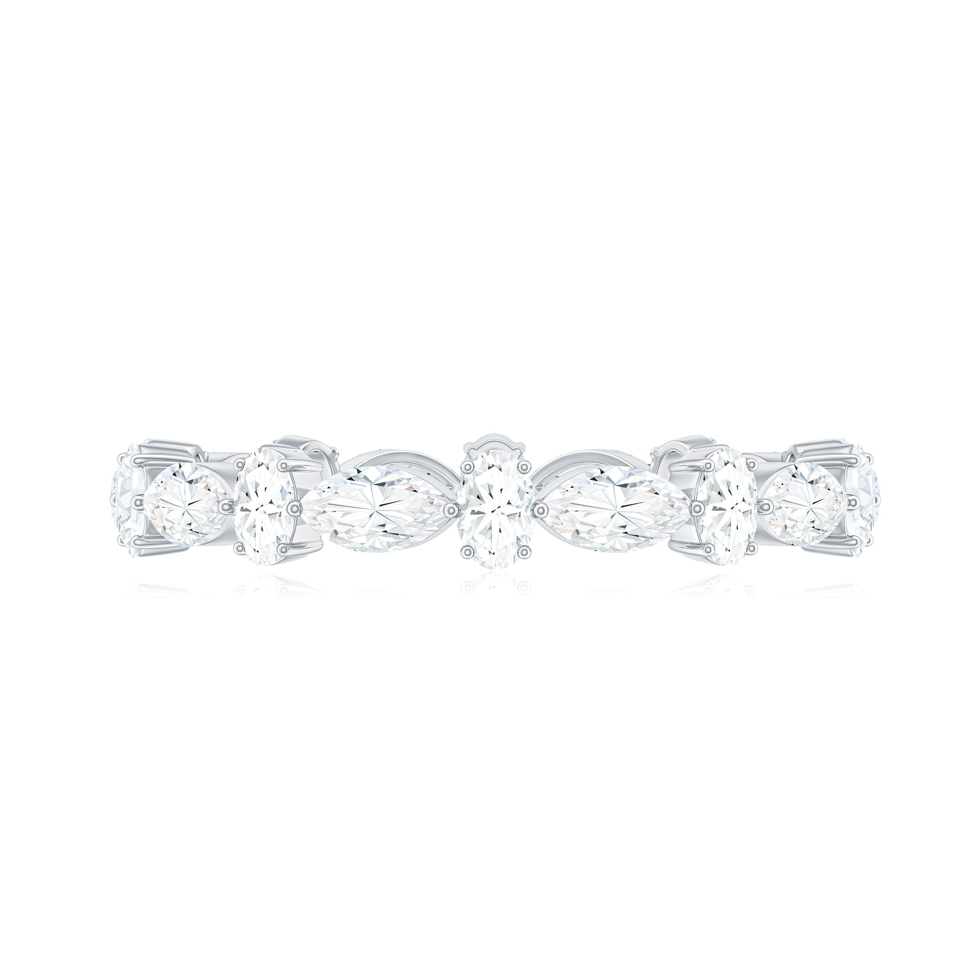 Oval and Marquise Cut Moissanite Stackable Eternity Ring D-VS1 - Rosec Jewels
